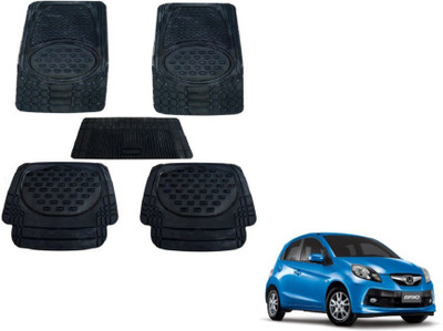 MOCKHE Rubber, Plastic Standard Mat For  Honda Brio(Black)