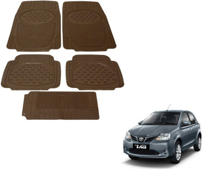 MOCKHE Rubber, Plastic Standard Mat For  Toyota Etios Liva(Brown)