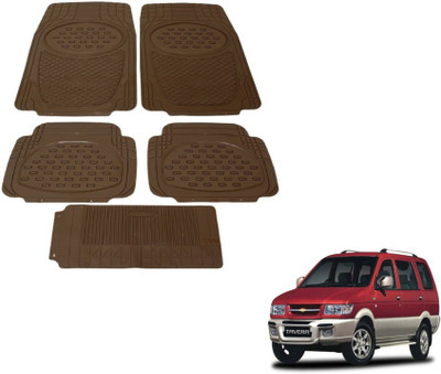MOCKHE Rubber, Plastic Standard Mat For  Chevrolet Tavera(Brown)