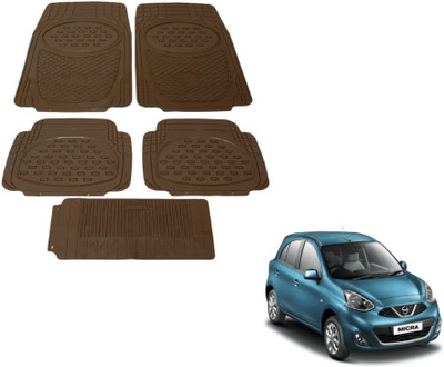 MOCKHE Rubber, Plastic Standard Mat For  Nissan Micra(Brown)