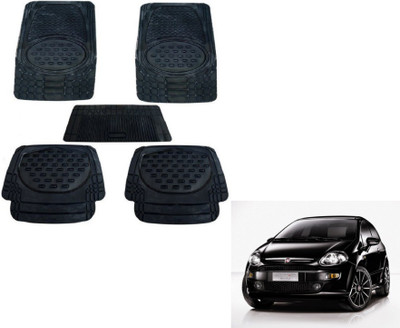 MOCKHE Rubber, Plastic Standard Mat For  Fiat Punto Evo(Black)