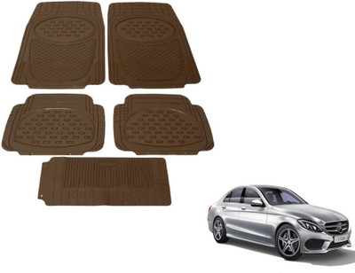 MOCKHE Rubber, Plastic Standard Mat For  Mercedes Benz C-Class(Brown)