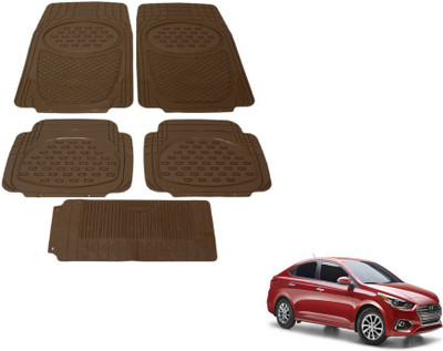 MOCKHE Rubber, Plastic Standard Mat For  Hyundai Verna(Brown)