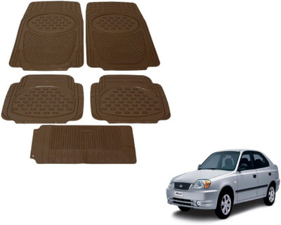 MOCKHE Rubber, Plastic Standard Mat For  Hyundai Accent(Beige)