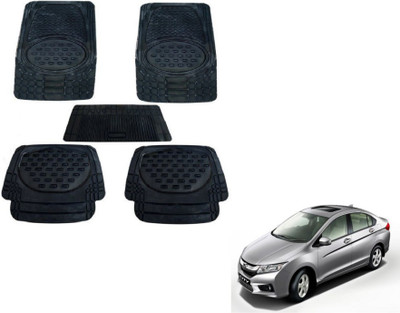 MOCKHE Rubber, Plastic Standard Mat For  Honda City(Black)