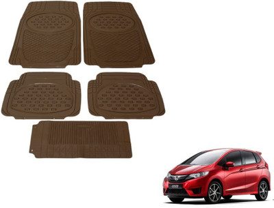 MOCKHE Rubber, Plastic Standard Mat For  Honda Jazz(Brown)
