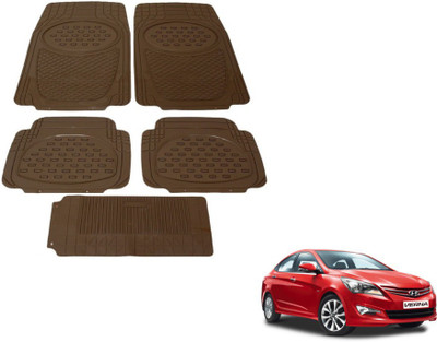 MOCKHE Rubber, Plastic Standard Mat For  Hyundai Verna(Brown)