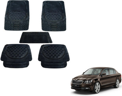 MOCKHE Rubber, Plastic Standard Mat For  Skoda Superb(Black)