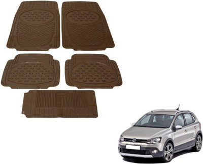 MOCKHE Rubber, Plastic Standard Mat For  Volkswagen Polo Cross(Brown)
