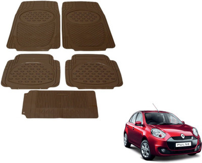 MOCKHE Rubber, Plastic Standard Mat For  Renault Pulse(Brown)