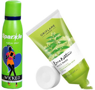 

Oriflame Sweden Love Nature Face Wash Neem 50ml (32041) With one sparkle perfume spray 150 ml(Set of 2)