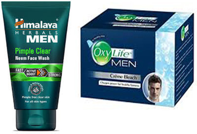 Himalaya pimples clear neem face wash(100 ml) ,oxy life men bleach (150 gm) pack(Set of 2)