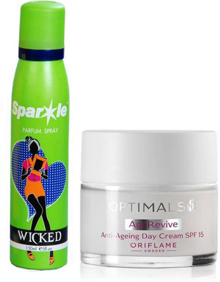 

Oriflame Sweden age revive anti ageing day cream 50 ml (32474) one sparkle perfume spray 150 ml(Set of 2)
