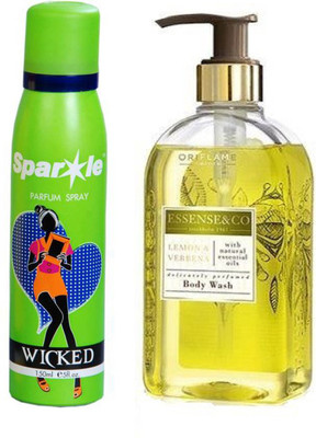 

Oriflame Sweden Essense&Co. Lemon & Verbena Body Wash 300ml ( 31852 ) With one sparkle perfume spray 150 ml(Set of 2)