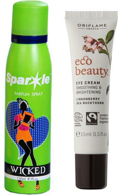 

Oriflame Sweden Ecobeauty Eye Cream 15ml (32200) With one sparkle perfume spray 150 ml(Set of 2)