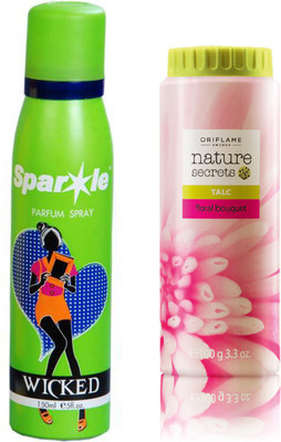 

Oriflame Sweden Nature Secrets Talc Floral Bouquet (100g) (25440) With one sparkle perfume spray 150 ml(Set of 2)