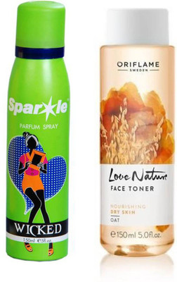 

Oriflame Sweden love nature face toner oat 150 ml (33524) with one sparkle perfume spray 150 ml(Set of 2)