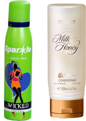 

Oriflame Sweden Milk & Honey Gold Conditioner 200ml (31709) With one sparkle perfume spray 150 ml(Set of 2)