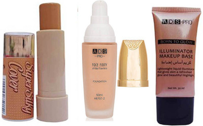 

KASCN ORIGINAL HIGH QUALITY PROFESSIONAL ILLUMINATOR,FOUNDATION, CONCEALER COMBO KIT FOR ALL SKIN TONE(Set of 1)