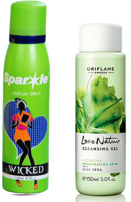 

Oriflame Sweden Love Nature Cleansing Gel Tea Tree 150ml (30153) With one sparkle perfume spray 150 ml(Set of 2)