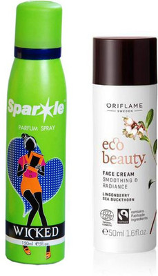 

Oriflame Sweden Ecobeauty Face Cream 50ml (32199) With one sparkle perfume spray 150 ml(Set of 2)