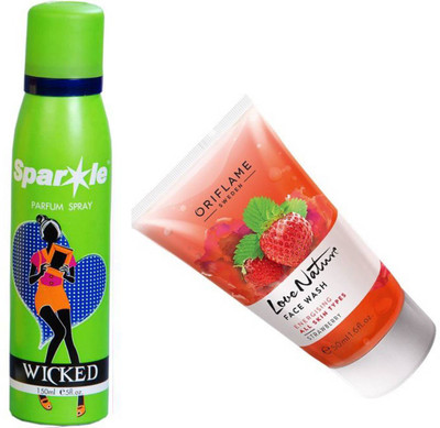 

Oriflame Sweden Love Nature Face Wash Strawberry 200ml (32668) With one sparkle perfume spray 150 ml(Set of 2)