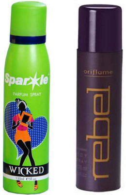 

Oriflame Sweden Rebel Body Spray (8048) With one sparkle perfume spray 150 ml(Set of 2)