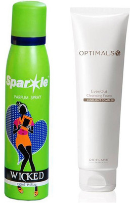 

Oriflame Sweden Optimals Even Out Foaming Cleanser 150ml (33224) With one sparkle perfume spray 150 ml(Set of 2)