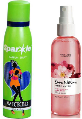 

Oriflame Sweden Love Nature Rose Water Wild Rose (32224) With one sparkle perfume spray 150 ml(Set of 2)