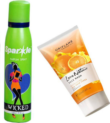

Oriflame Sweden love Nature Face Wash Orange 50ml (32223) With one sparkle perfume spray 150 ml(Set of 2)
