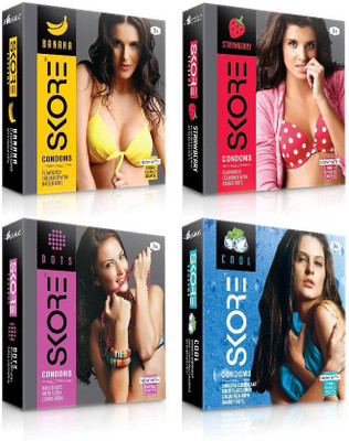 

Skore Dotted ( Banana, Cool, Dots, Strawberry ) Condom(Set of 4, 12S)