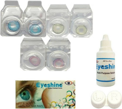 

Eyeshine 3 Pair ( Blue, Green, Voilet ) Zero Power Monthly Contact Lens(0.00, Blue, Green, Voilet, Pack of 5)