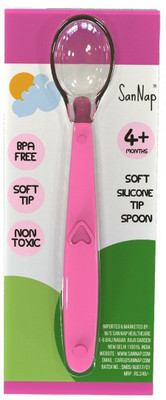 

SanNap Soft Silicone Tip Spoon (Pink) - soft and flexible silicone tip(Pink)