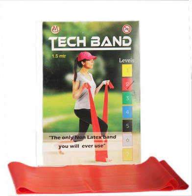 

TECHBAND Latex Free Level 2 Red Exercise Band Resistance Band(Red)