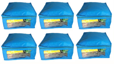 

Afrose High Quality Multipurpose Non-Woven Plain 10inch Saree Cover 6PC Capacity 10-15 Units Saree/Blouse Each(Blue)