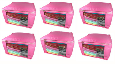 

Afrose High Quality Multipurpose Non-Woven Plain 10inch Saree Cover 6PC Capacity 10-15 Units Saree/Blouse Each(Pink)