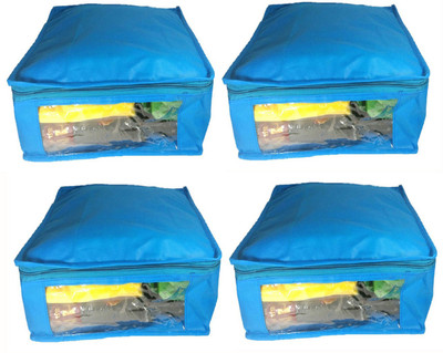 

Afrose High Quality Multipurpose Non-Woven Plain 10inch Saree Cover 4PC Capacity 10-15 Units Saree/Blouse Each(Blue)