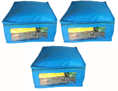 

Afrose High Quality Multipurpose Non-Woven Plain 10inch Saree Cover 3PC Capacity 10-15 Units Saree/Blouse Each(Blue)