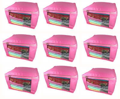

Afrose High Quality Multipurpose Non-Woven Plain 10inch Saree Cover 9PC Capacity 10-15 Units Saree/Blouse Each(Pink)