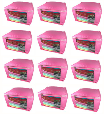 

Afrose High Quality Multipurpose Non-Woven Plain 10inch Saree Cover 12PC Capacity 10-15 Units Saree/Blouse Each(Pink)