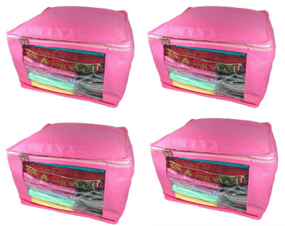 

Afrose High Quality Multipurpose Non-Woven Plain 10inch Saree Cover 4PC Capacity 10-15 Units Saree/Blouse Each(Pink)