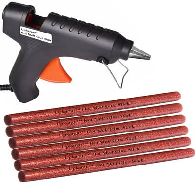 

Upkaran Hot Melt Glue Gun kit 40 Watt With 6 Red Glitter Glue Sticks, High-Tech Professional Electronic PTC heating Technology For Artificial Flowers, Decorations & Quick Repairs Standard Temperature Corded Glue Gun(11 mm)