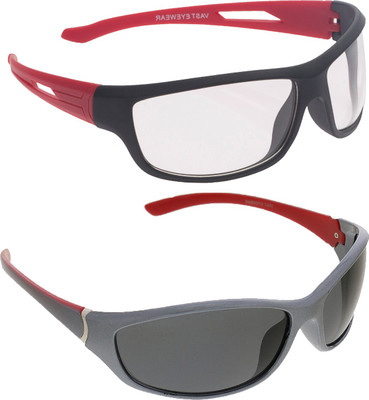 

Vast Combo Of 2 All Day And Night Vision Biking , Driving And Sports Goggles(Grey), Red black clear;silver red grey