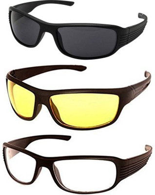 

ATTRACTIVE Day And Night Vision Goggle With White Transparent Goggle Sports Goggles(Yellow, Black, White)