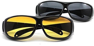 LUMONY Day Night HD Vision Goggles Anti-Glare Polarized Sunglasses Men/Women Driving Glasses Sun Glasses UV Protection Car Drivers Motorcycle Goggles(Black, Yellow) available at flipkart for Rs.399