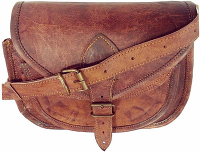

mangalmurti Women Casual Brown Genuine Leather Sling Bag