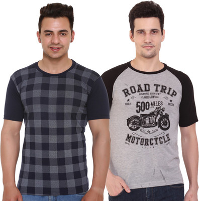 SHAUN Printed Men Round Neck Multicolor T-Shirt(Pack of 2)