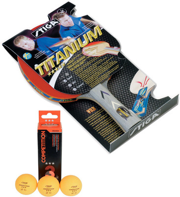 

Cosco Stiga Titanium Table Tennis Bat ( Pack of 1 ) Competition Table Tennis Ball ( 3 Ball ) Table Tennis Kit
