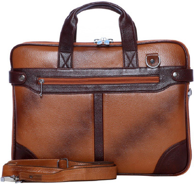 

GOSSIP LEATHER 15 inch Expandable Laptop Messenger Bag(Brown)
