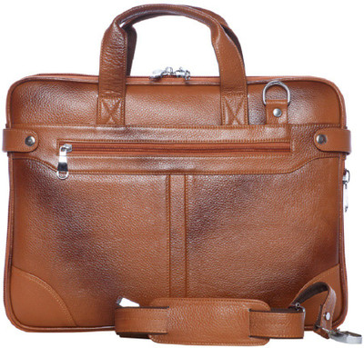 

GOSSIP LEATHER 15 inch Expandable Laptop Messenger Bag(Brown), Tan